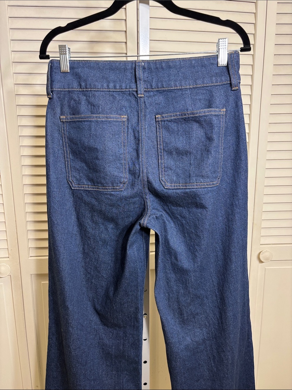 J. Crew Dark Blue Denim Trouser Wide Leg Jean with Stacked Buttons Size 26 Tall - Picture 12 of 16